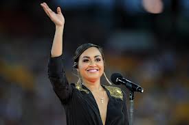 Jessica Mauboy sings the national anthem for the NRL 2013